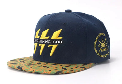 Hip Hop Baseball Cap For Men Cotton Embroidered Lightning Snap Back Hats Women Outdoor Casual Sports Sunshade Gorra Dropshipping