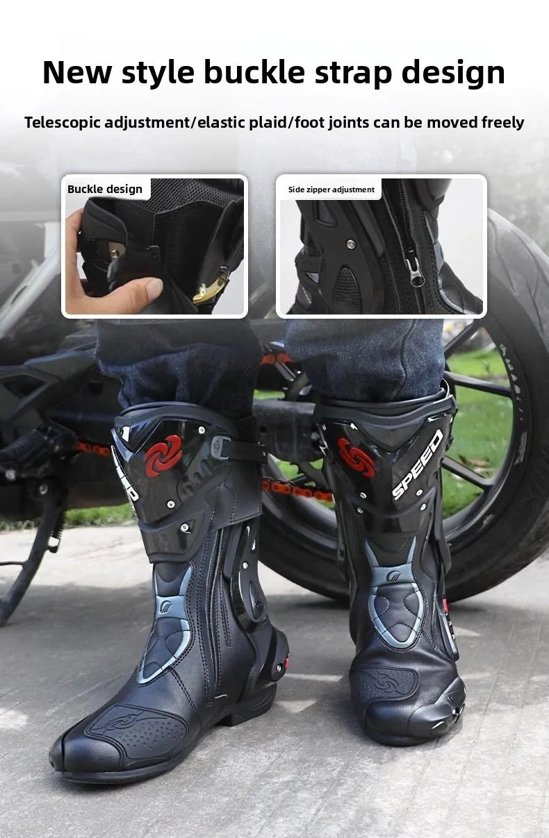 HOT  Men's Motorcycle Racing Waterproof Motorcycle Off-road Racing Rally Boots Four Seasons Anti-collision Protection Rider