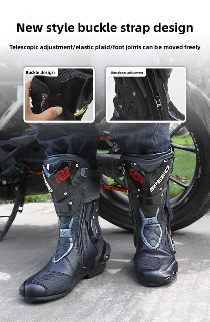 HOT  Men's Motorcycle Racing Waterproof Motorcycle Off-road Racing Rally Boots Four Seasons Anti-collision Protection Rider