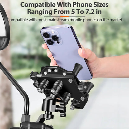 New Motorcycle Phone Holder Universal Alloy Shock-Absorbing Motos Bike Handlebar Navigation Bracket 360° Rotary Adjustable Stand