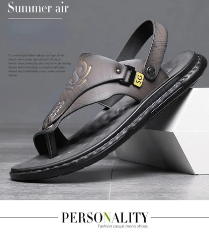Sandals for Men High Quality Cow Leather Sandals Outdoor Casual Sport Sandals Anti Slip Beach Slippers for Men Summer Slippers