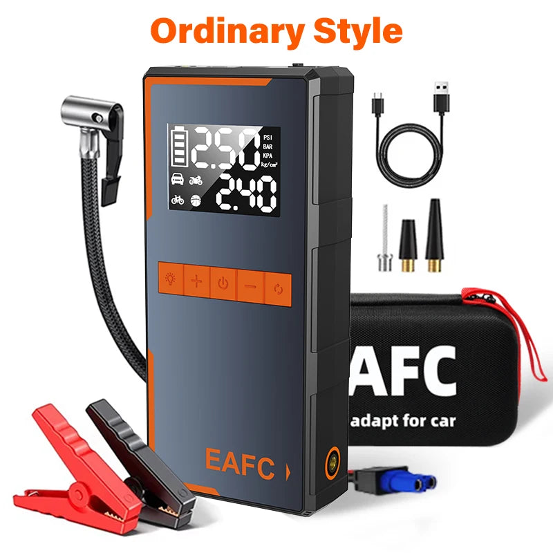 2025 Newest All-in-One Car Emergency Jump Starter & Air Pump 1200A Peak 150PSI Tire Inflator with LED Light & Power Bank
