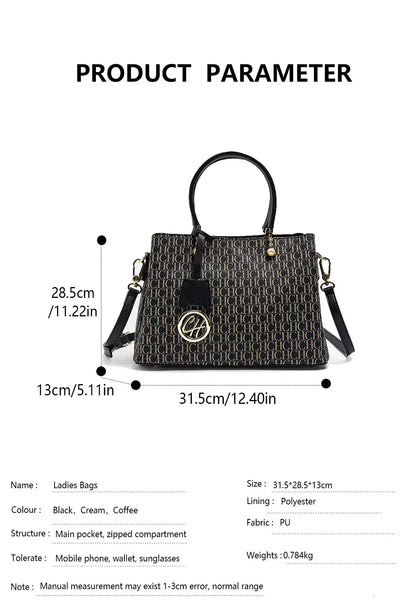 CH Letter Printed Handbag Light Luxury Brand Letter Pendant Design Fashionable and High-quality PU Leather Tote Bag