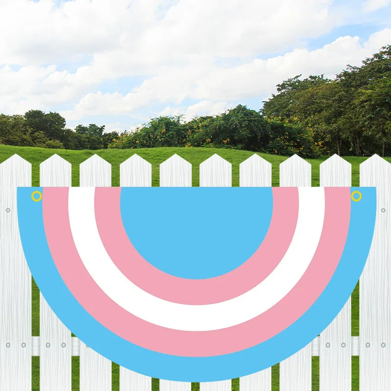 45*90cm Rainbow Flag Fan Shaped Gay  Semicircle LGBT Pride Lesbian Bisexual Transgender Pansexual Asexual Banner