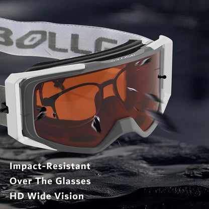 Dirt Bike Goggles with Tear-Off Quick-Release Ready Lens UV400 Motocross Glasses TPU Dual-Cycle Defogging Motorcycle Eyewear