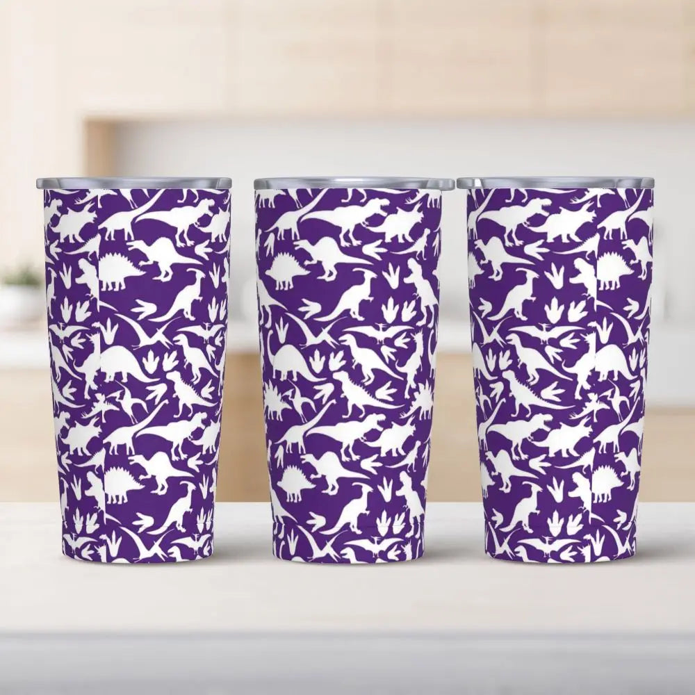 Stainless Steel Tumbler Dinosaur Silhouette Mugs Cup With Straws Animal Beach Cold Drink Water Bottle Insulated Thermal Mug