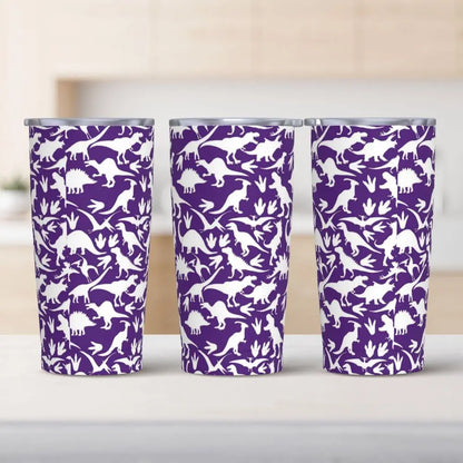 Stainless Steel Tumbler Dinosaur Silhouette Mugs Cup With Straws Animal Beach Cold Drink Water Bottle Insulated Thermal Mug