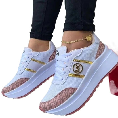New Women's Casual Shoes Lightweight Color Blocked Womens Vulcanized Shoes Lace Up Flat Bottomed Women's Shoes Thick Soled Shoes