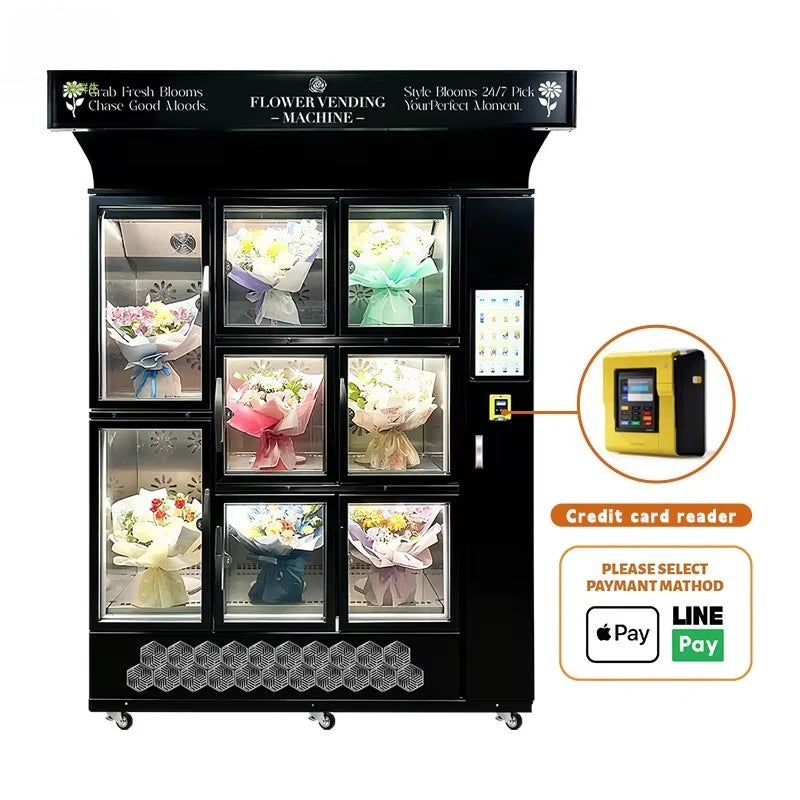 Customized Refrigerator Flower Vending Machine 24 hour Self service Fresh Rose Bouquets Flower Shop Office Building Supply