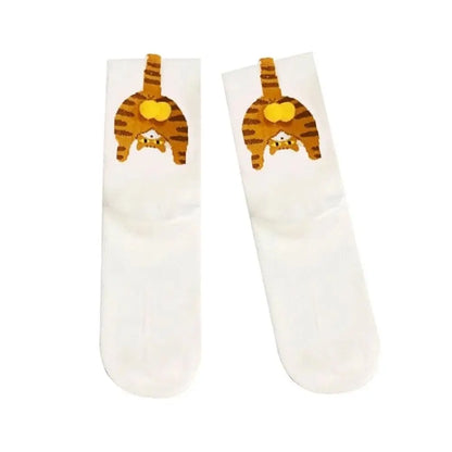 Cartoon Cat Egg Socks Soft Breathable Cute Mid Tube Cotton Socks 3D Cat Egg Balls Unique Design Trendy Funny