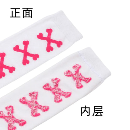 Womens Bone Thigh High Stockings Ladies Halloween Girls Black White Pink Long Over Above Knee Socks Tall Funny Cosplay Harajuku