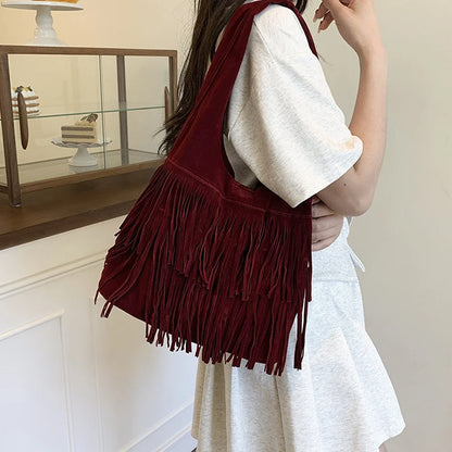 Suede Tassel High Quality Faux Shoulder Bags Fashion Large Capacity Sense of Luxury Popularity Women's Tote Bags Casual New