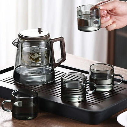 Creative Tea separation Glass Teapot 650ML Heat Resistant Lazy Kungfu Drip Teapot Transparent Press Control