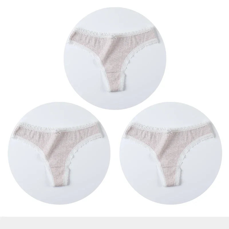 3 Pcs/Set Women Panties G-String Underwear Fashion Thong Sexy Cotton Panties Ladies G-string Soft Lingerie Solid Low Rise Panty