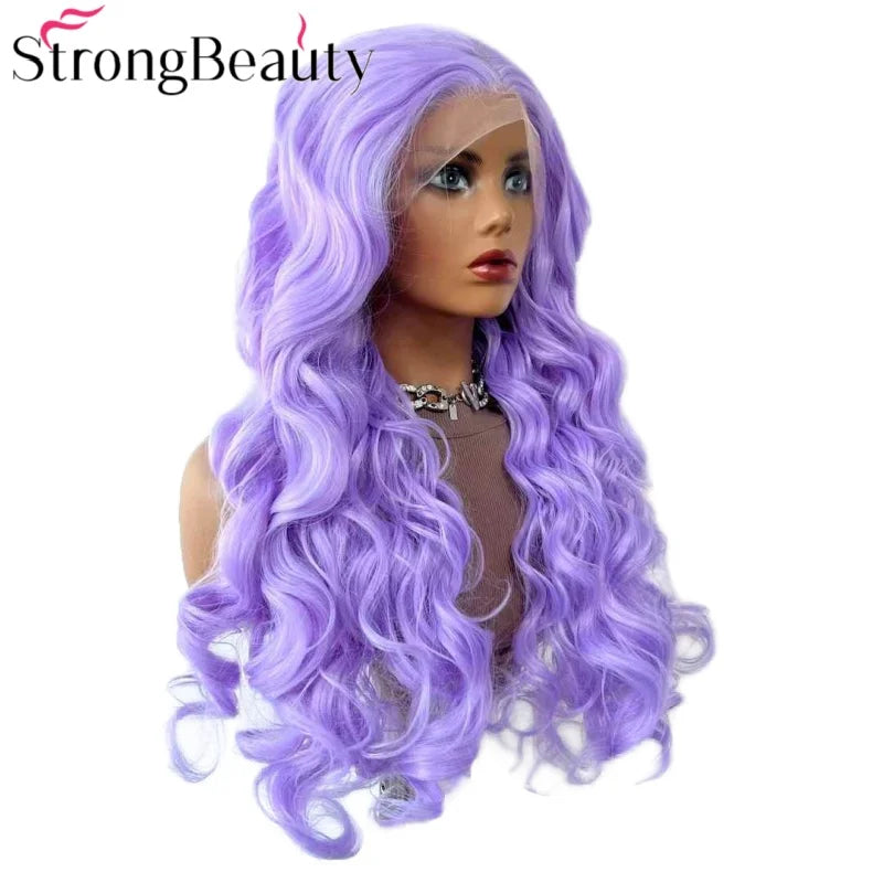 StrongBeauty Long Lace Front Wigs Synthetic Wavy Women Wig Heat Resistant Hair