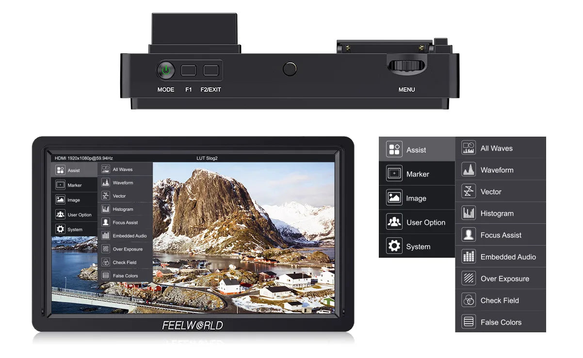 FEELWORLD FW568S 6 Inch 1920X1080 IPS FHD LCD Panel On Camera Field  Monitor 3G SDI 4KHDMI Input Output  for Youtube Gimbal Rig