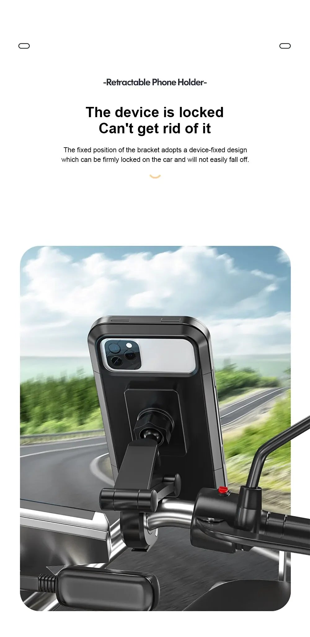 Waterproof 360° Swivel Phone Mount for Motorcycle/Bike – Adjustable Universal GPS Holder for Cellphones & Navigation Apps