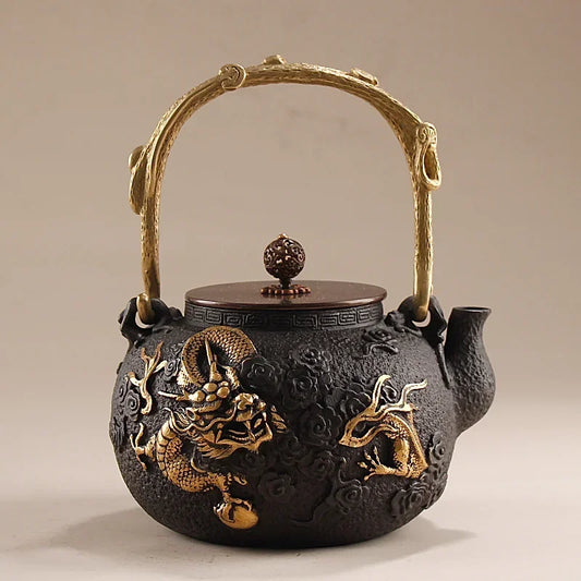 Authentic Uncoated Cast Iron Kettle Traditional Household Pig Iron Pot for Kungfu Tea Set Kitchen Boiling Gift