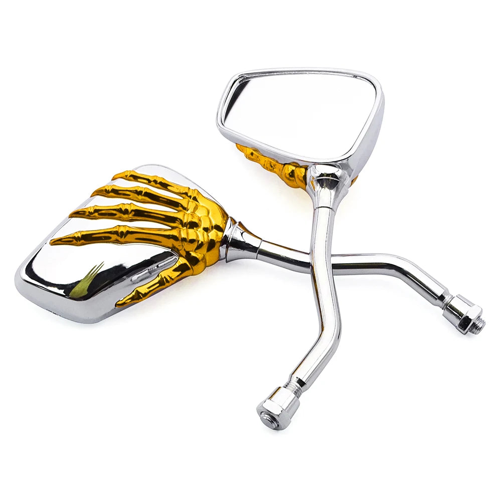 Universal Motorcycle Skull Hand Claw Rear-View Side Mirror Universal Fit Mirror Bolt For Street Sport Bike Chopper Cruiser