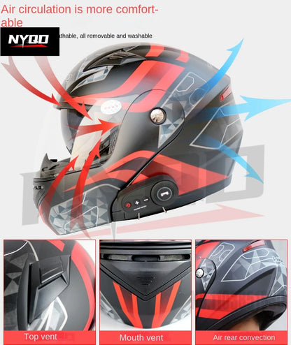 KUQIBAO motorcycle bluetooth helmet double lens uncovered motorcycle helmet with FM large capacity 1200mAh flip helmet