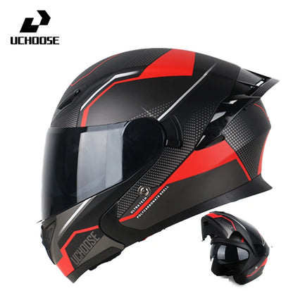Uchoose DOT Modular helmet Full Face Helmets Crash Motorbike Protective Gear unisex Flip Up Helmet Motorcycle Double Sun Visor