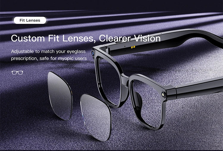 Amovan 2026 Smart Glasses AI 4K UHD 8MP 800W Camera Video Call Translation Voice Assistant Music Smart Glasses Detachable Lens