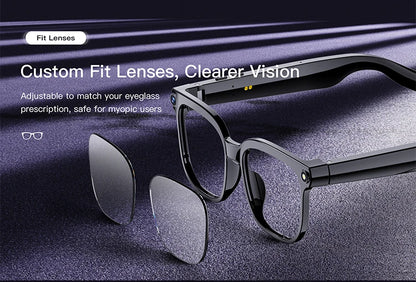 Amovan 2026 Smart Glasses AI 4K UHD 8MP 800W Camera Video Call Translation Voice Assistant Music Smart Glasses Detachable Lens