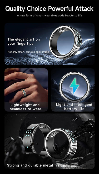 2026 New Smart Ring Display Screen Gestures Brush Video 5ATM Waterproof  Remote Camera Blood Pressure Monitoring For Men Women