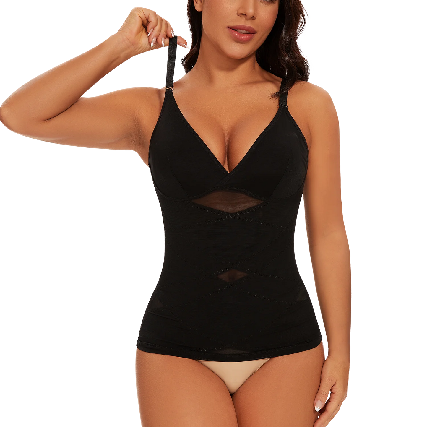 Women's Mesh Body Shaper Tummy Control Shapewear Tank Tops Compression Cami Summer Tops Deep V-neck Camisoles Slimming S-3XL New