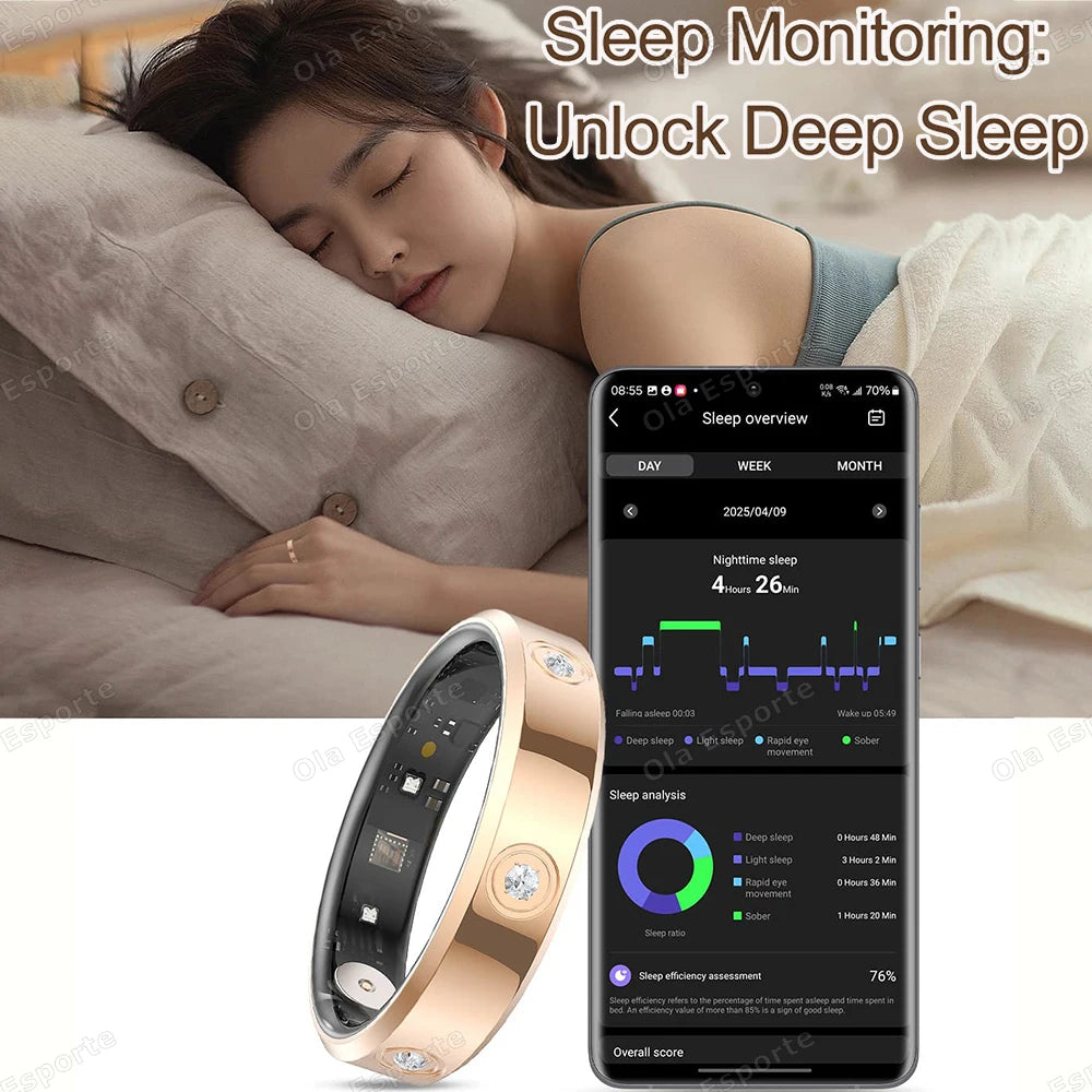 2026 Smart Ring Women Men Super narrow 6.3mm Heart Rate Health Stress measurement Monitor IP68 Waterproof Fashion Sports Rings