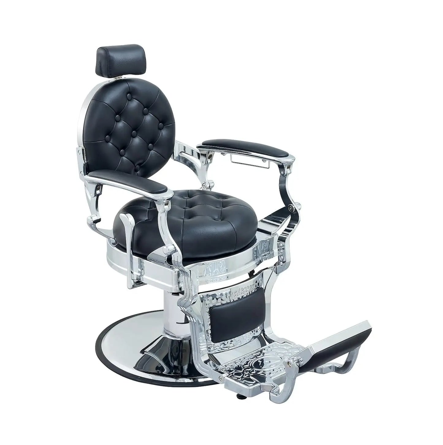Reclining Barber Chair Heavy Duty Salon Chair Wide Seat Gold & Black for Barber Station with Footrest, Customized