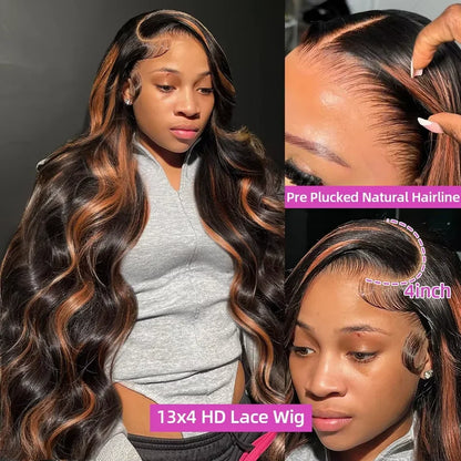 1B30 Highlight Body Wave Human Hair Wig 13x6 13x4 Hd Lace Front Wig Loose Body Wave PrePlucked Pre Cut Lace 4x4 5x5 Glueless Wig