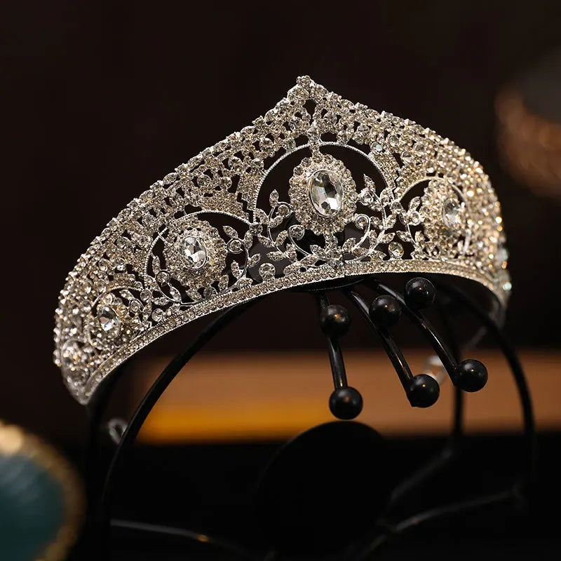 KMVEXO Baroque Luxury Crystal Bridal Tiaras Cubic Zircon Crown Rhinestone Pageant Diadem Headpieces Wedding Hair Accessories