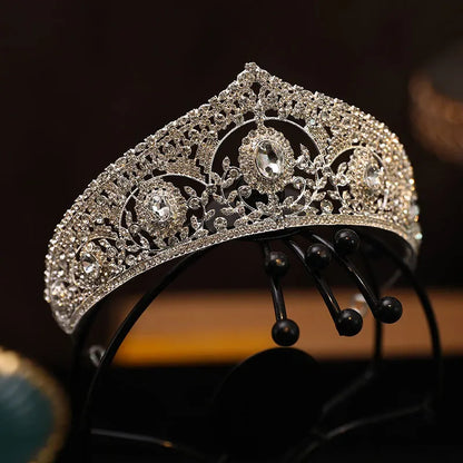 KMVEXO Baroque Luxury Crystal Bridal Tiaras Cubic Zircon Crown Rhinestone Pageant Diadem Headpieces Wedding Hair Accessories