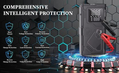 YINGBOOST Car Jump Starter with Air Pump Peak 5000A Booster &150PSI Tire Inflator with DC Power Cord Power Bank 400LM LED Light
