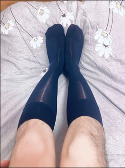 Oil Shine Stockings Ultra Thin Sexy Silky Dress Business Socks Men Sheer See Through Socks Soft Transparent
