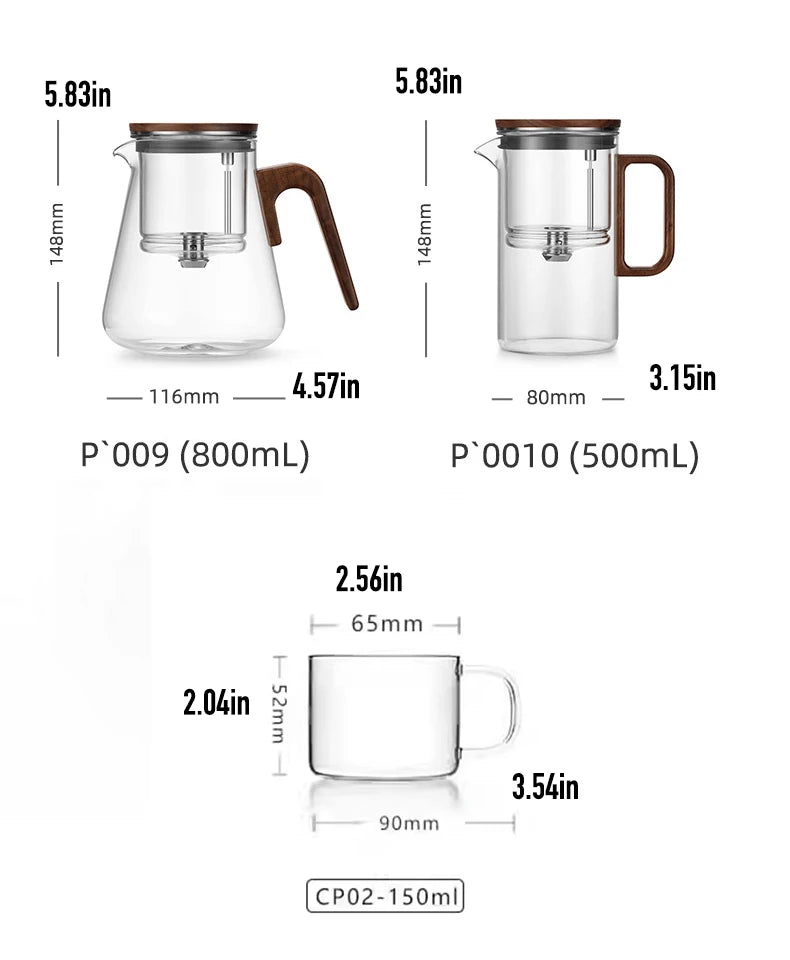 Bonston elegant cup insulation separation bubble teapot heat-resistant glass teapot simple filter tea cup 500ml