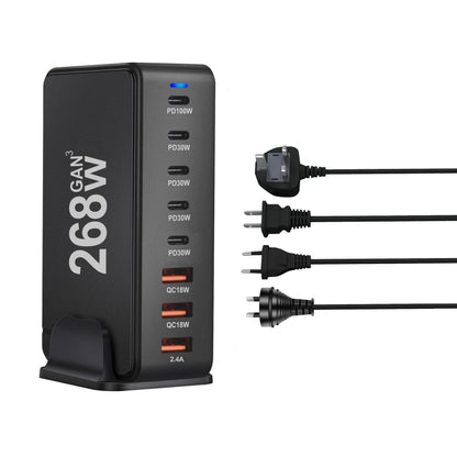 New 268W/240W GAN Gallium Nitride USB TypeC Multi-port Desktop Travel Charger With Power Adapter PD Charger Office Home Charger