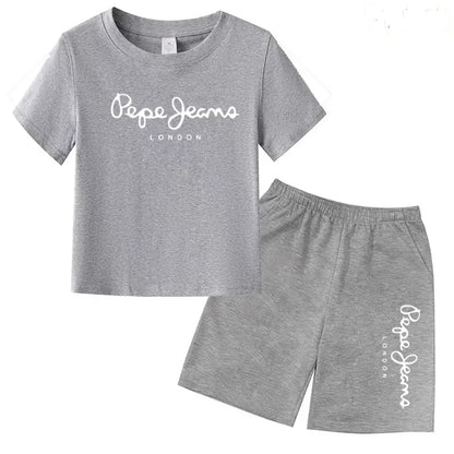 Kids Summer Fashion Casual Set - Boys Girls Toddler Clothes Charming Letter Print T-shirt with Short Sleeves And Shorts 3-12 Yea