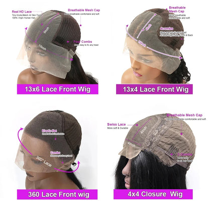 100% Human Hair Body Wave Lace Front Wig 300% Density 40 Inch Wigs 360 4x4 13x4 13x6 HD Lace Frontal Wig Brazilian Natural Black