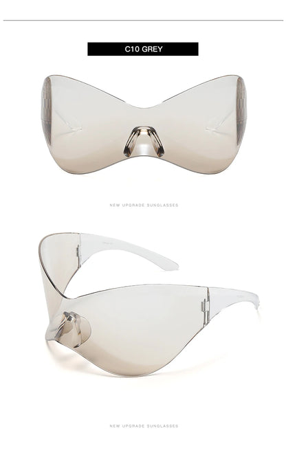 Protective Glasses New Oversized Y2K Punk Rimless Sunglasses Women Men Brand Designer Hip Hop Sport One Piece Sun Glasses Shades