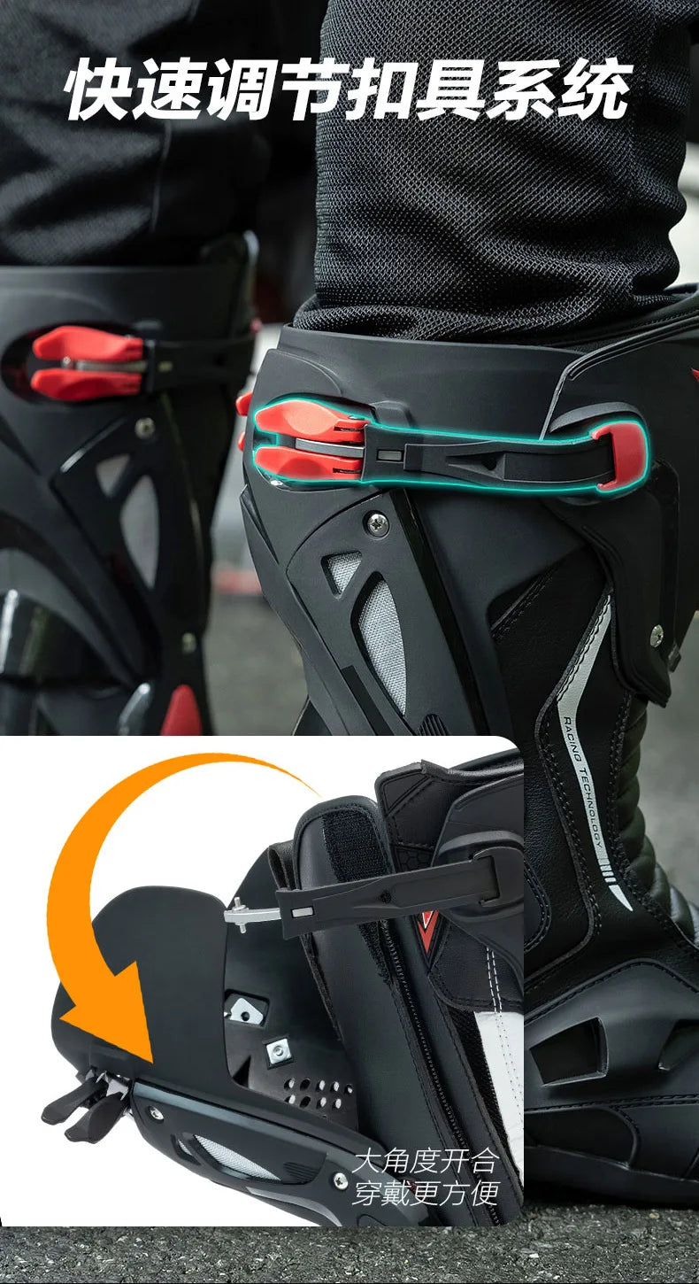 Green Motorcycle Boots Waterproof Motorcycle Boots Impact Resistant Botas De Seguridad Hombre Non-slip Botas De Moto Lightweight