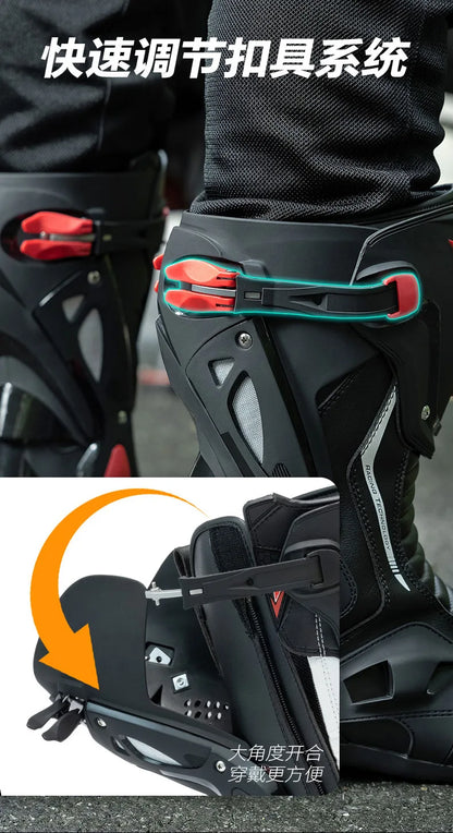 Green Motorcycle Boots Waterproof Motorcycle Boots Impact Resistant Botas De Seguridad Hombre Non-slip Botas De Moto Lightweight
