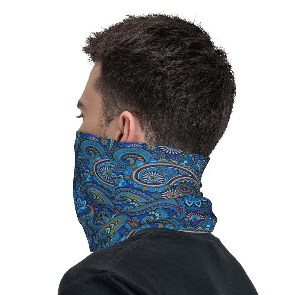 Custom Black Bandana Pattern Bandana Neck Gaiter for Hiking Cycling Women Men Wrap Scarf Paisley Style Headband Warmer