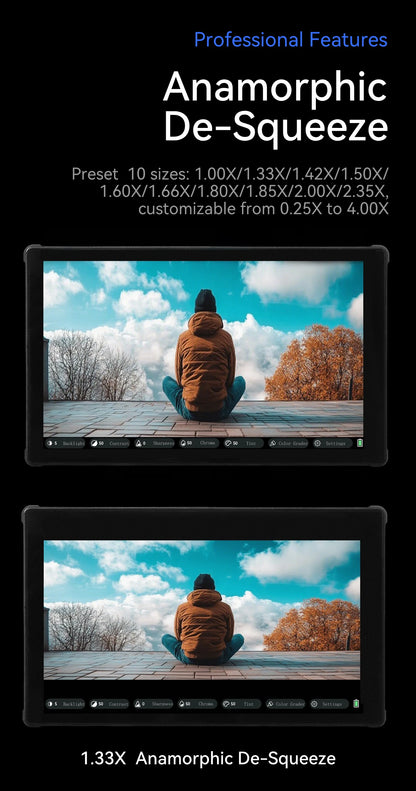 PortKeys LH5C -5.4 Inch On-Camera Monitor with Wired Camera Control/Focus Tracking Frame, 4K 360 Degree Color -Adjustment