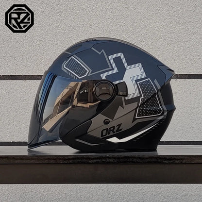 2025 Latest High Quality Motorcycle Helmet Half Covering Dual Lens Cascos para Motos Male Female Couple Capacetes de Moto