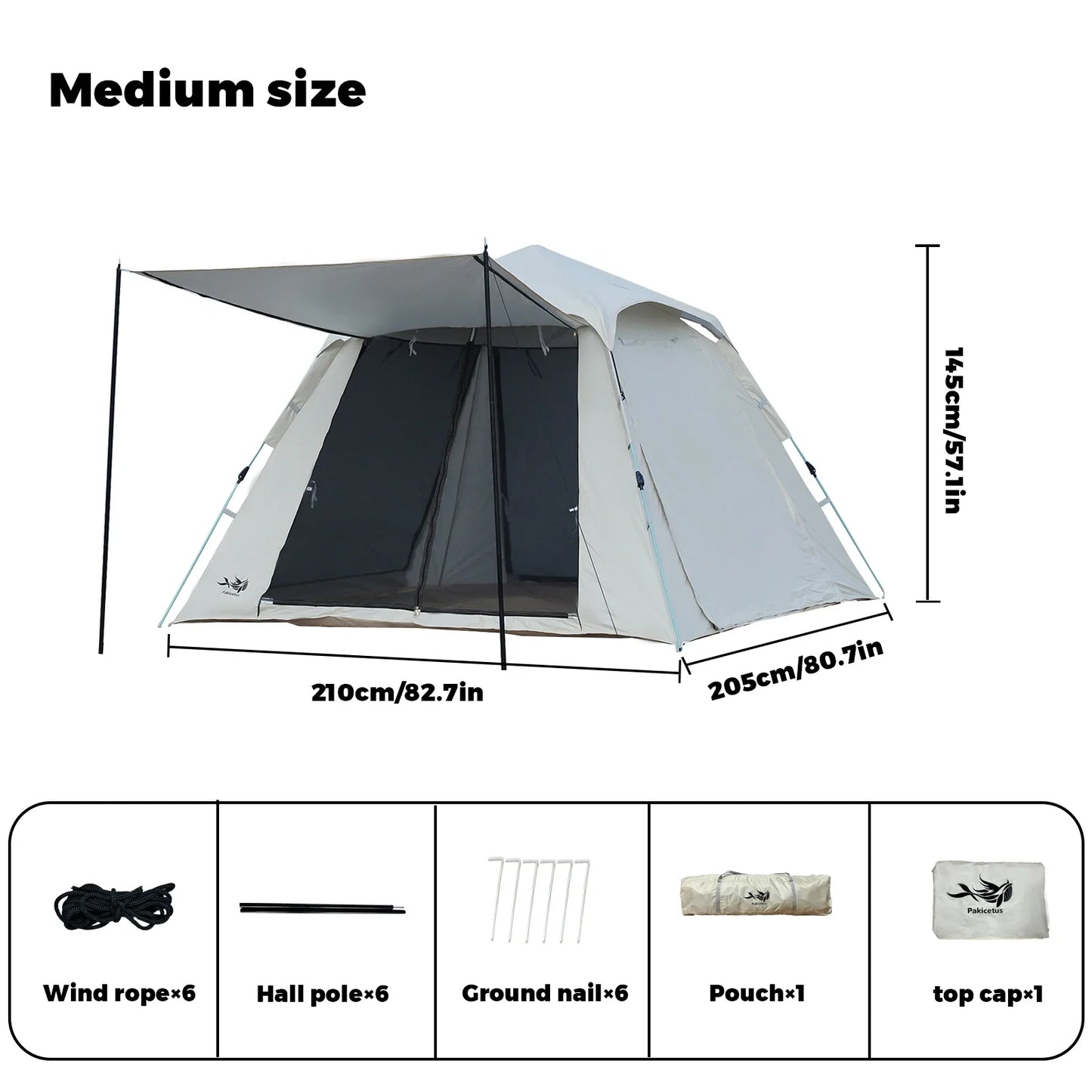 Foldable Portable Camping Tent Enhanced Ventilation Waterproof Wind & Rain Resistant With Storage Bag
