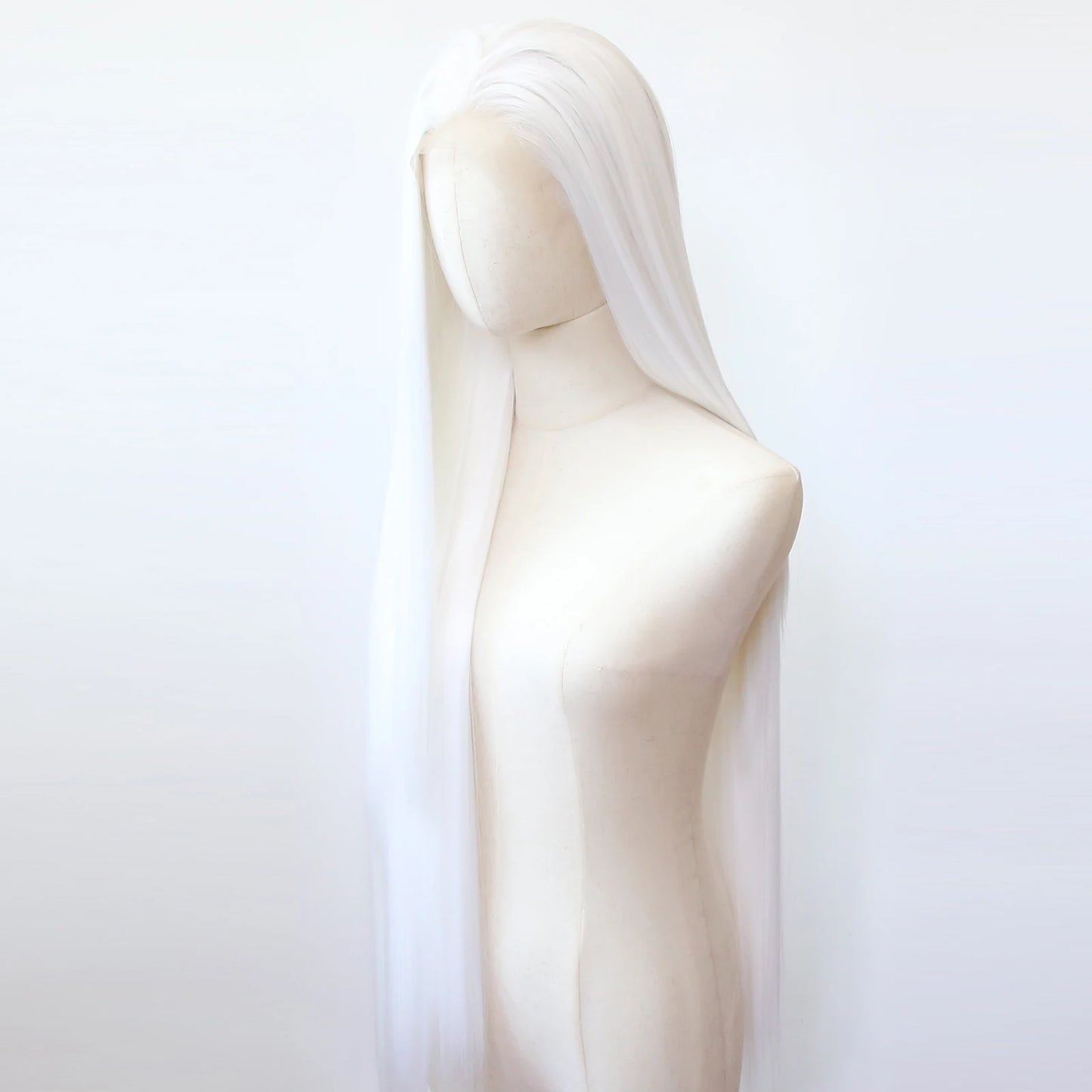 Pure White Synthetic Lace Front Wig 40inch Long Straight Snow White Lace Front Synthetic Wig Pre Plucked Natural Hairline