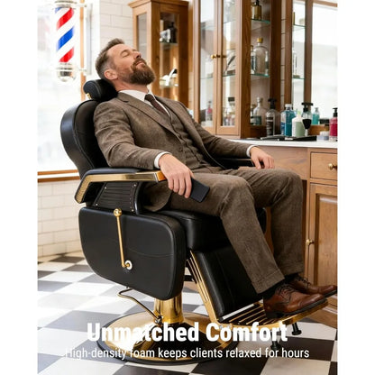 Salon Chair for Hair Stylist, 440 Lbs Heavy Duty Reclining Barber Chair with High-Density Foam Cushioning, Customized