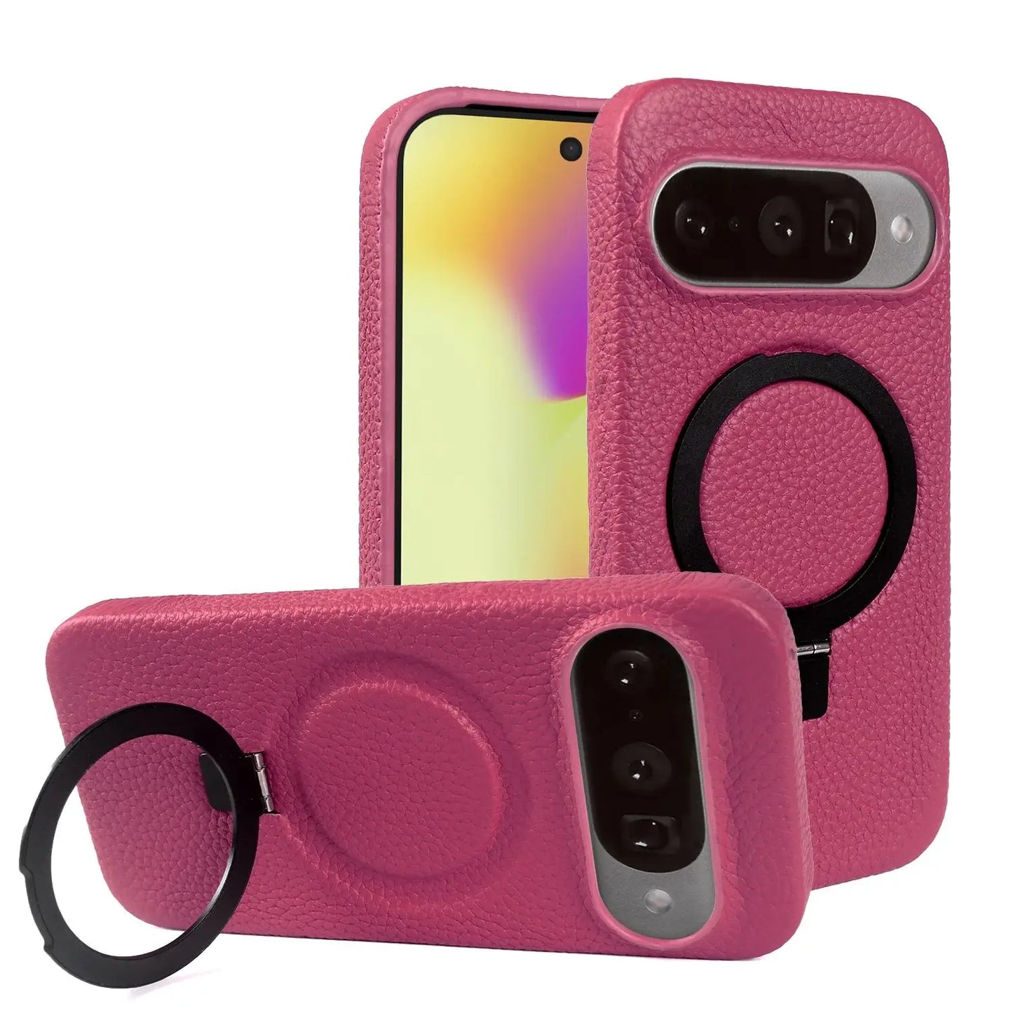 Magnet Ring Stand Phone Case For Google Pixel 10 Pro 9Pro 8A 7Pro 6pro 5A Cover Genuine Leather Case Magnetic Back Cover Cases